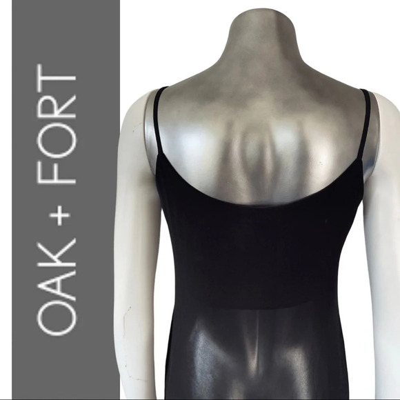 Oak + Fort  Sheer Slip Dress Black Spaghetti Strap Black Slip Small - Picture 6 of 6